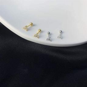 img 1 attached to 💎 Sterling Silver 925 CZ Diamond Crystal Tragus Earring Studs - Little Flower Cartilage Stud Earrings for Women and Girls - Hypoallergenic Sensitive Ears - Dainty Barbell Ear Piercing Fashion Jewelry