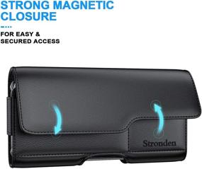 img 1 attached to 📱 Чехол Stronden Holster - из премиальной кожи на пояс для iPhone 11 Pro / SE (2020) / X / XS / 8 с магнитным замком и держателем для удостоверения личности - разработан для чехла Otterbox Commuter.