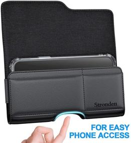 img 2 attached to 📱 Чехол Stronden Holster - из премиальной кожи на пояс для iPhone 11 Pro / SE (2020) / X / XS / 8 с магнитным замком и держателем для удостоверения личности - разработан для чехла Otterbox Commuter.