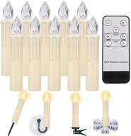 pack of 10 led window flameless taper candles, battery powered flickering candle lights with remote timer for christmas tree, garden, wedding, birthday party decor логотип