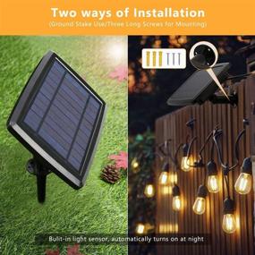 img 1 attached to 🌞 Advanced Brizled Solar Outdoor String Lights, 39ft Waterproof Solar String Lights with 16+2 LED S14 Clear Bulbs, 4 Modes for Patio, Gazebo, Cafe, Pergola, Porch, Party, Indoor Decoration (2700K, Warm White)