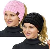 rosoz ponytail beanie winter stretch logo