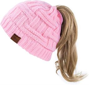 img 3 attached to Rosoz Ponytail Beanie Winter Stretch