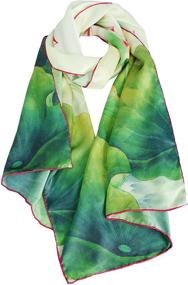 img 4 attached to 🧣 100% Silk Art Collection Scarves Long Shawl Hand Rolled Edge for Women by ELEGNA