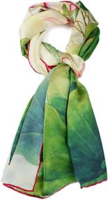 img 3 attached to 🧣 100% Silk Art Collection Scarves Long Shawl Hand Rolled Edge for Women by ELEGNA