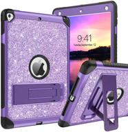 💜 yinlai ipad 6th 5th generation case - glitter three layer heavy duty sturdy kickstand shockproof protective soft tablet case for apple ipad 9.7 - purple logo