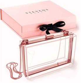 img 1 attached to 👛 Clear Clutch Box Purse in Classic Rose Gold - Stylish Acrylic Transparent Crossbody Handbag with Gift Box. Perfect for Evening Events for Women & Teens.