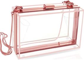 img 4 attached to 👛 Clear Clutch Box Purse in Classic Rose Gold - Stylish Acrylic Transparent Crossbody Handbag with Gift Box. Perfect for Evening Events for Women & Teens.