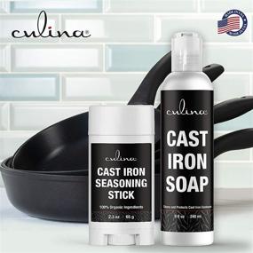 img 2 attached to 🍳 Culina Cast Iron Care Kit: Seasoning Stick, Soap, Oil Conditioner & Restoring Scrub - All Natural Ingredients for Non-stick Cooking, Cleaning, and Restoring Cast Iron Cookware, Skillets, Pans