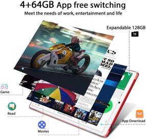 img 2 attached to 📱 Планшет HD IPS с 10-дюймовым дисплеем, 5G сетью, 4 ГБ оперативной памяти, 64 ГБ встроенной памяти, Android 10.0, двойным Wi-Fi 5G, Bluetooth 5.0, GPS, Type-C - красный.
