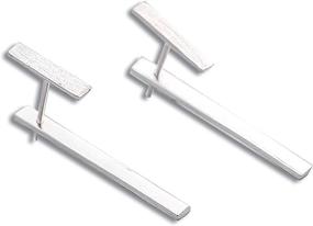 img 4 attached to 💎 Asymmetrical Sterling Silver Bar Stud Earrings