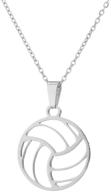 golden volleyball pendant necklace - sporty stainless steel necklace logo