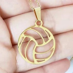 img 2 attached to Golden Volleyball Pendant Necklace - Sporty Stainless Steel Necklace