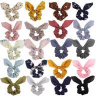 🎀 aco-uint 20 pack hair scrunchies for women, cute bow scrunchies for thick hair, bunny ear hair ties elastic scrunchies with bow for ladies and girls(20 colors) logo