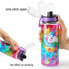 img 1 attached to 🦄 Cute Unicorn Water Bottle for School Kids Girls – BPA FREE Tritan, Leak Proof & Easy to Clean – 23oz/ 680ml with Carry Handle