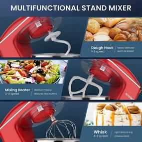 img 1 attached to 8.5 QT 660W 6 Speed Tilt-Head Stand Mixer for Family Gathering, Red - Includes Dough Hook, Wire Whip, and Beater Attachments