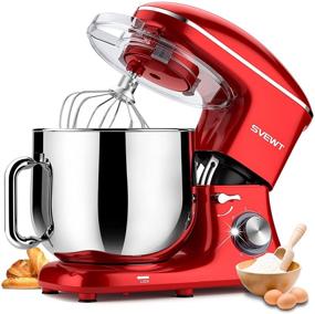 img 4 attached to 8.5 QT 660W 6 Speed Tilt-Head Stand Mixer for Family Gathering, Red - Includes Dough Hook, Wire Whip, and Beater Attachments