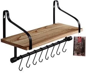 img 4 attached to 🍵 Rustic Wall Mounted Coffee Shelf: TJ.MOREE Kitchen Shelf with 8 Hooks, Mugs Rack, and Floating Storage Shelves for a Stylish Coffee Bar Décor
