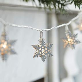 img 2 attached to 🌟 Magical Illumination: Lights4fun 20 White Snowflake Battery Operated LED Christmas String Lights for Festive Indoor Décor