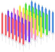 🎂 36 colorful flames birthday cake candles in holder - rainbow candles for cake & cupcake decoration logo