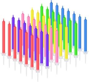 img 4 attached to 🎂 36 Colorful Flames Birthday Cake Candles in Holder - Rainbow Candles for Cake & Cupcake Decoration