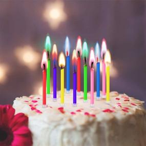 img 2 attached to 🎂 36 Colorful Flames Birthday Cake Candles in Holder - Rainbow Candles for Cake & Cupcake Decoration