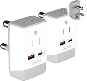 img 1 attached to 🌍 Ceptics South Africa Travel Adapter - 2 Pack, QC 3.0 & PD, Dual USB & USB-C - Type M AP-10L - Fast Charging