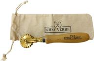 authentic italian brass pasta cutter: chef verde's finely crafted beechwood handled tool logo