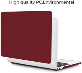 img 3 attached to 🍷 OneGet MacBook Air 13 Inch Case 2018 A1932 Laptop Case - Hard Shell Business Quicksand Design, Wine Red color