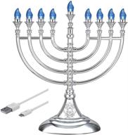 🕎 aviv judaica traditional led electric hanukkah menorah: battery/usb powered with micro usb 5' cable logo