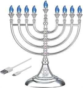 img 2 attached to 🕎 Aviv Judaica Traditional LED Electric Hanukkah Menorah: Battery/USB Powered with Micro USB 5' Cable