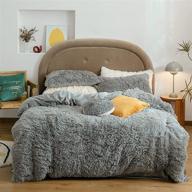 🛏️ uozzi bedding luxury plush shaggy flannel duvet cover - faux fur solid, no inside filler, zipper closure - warm and soft for winter - gray, queen size 90"x90 logo
