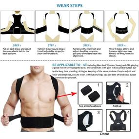 img 2 attached to 🔳 Large Black Thoracic Back Brace Posture Corrector - Magnetic Support for Neck, Shoulder, Upper, and Lower Back Pain Relief - Perfect Posture Brace for Cervical and Lumbar Spine - Fully Adjustable Belt