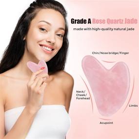 img 2 attached to 🎁 AZEUS Jade Roller & Gua Sha Tools Set - 100% Real Natural Jade Roller for Face, Neck, Eye - Anti Aging Rose Quartz Jade Facial Roller Massager for Firming & Slimming - Red Gift Wrapping Included