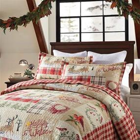 img 2 attached to 🦌 MarCielo 3 Piece Christmas Quilt Set: Rustic Lodge Deer Bedspread, Lightweight Coverlet Comforter - Queen Size