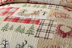 img 1 attached to 🦌 MarCielo 3 Piece Christmas Quilt Set: Rustic Lodge Deer Bedspread, Lightweight Coverlet Comforter - Queen Size