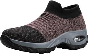 img 4 attached to 👟 4HOW Womens Air Cushion Sock Sneakers: Slip-On Platform Shoes for Girls - Ideal for Walking, Dancing, and Running