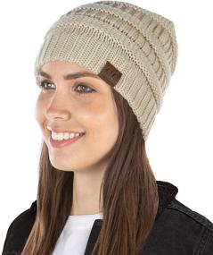 img 4 attached to Funky Junque Exclusive Women's Beanie: Solid Ribbed Knit Warm Soft Skull Cap