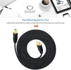 img 3 attached to 🖨️ Кабель принтера высокой скорости - 10FT/3M Нейлоновый оплетенный кабель USB 2.0 для принтера - Тип A мужской кабель к типу B мужского шнура с покрытым золотом разъемом - комплект из 2 шт. (Черный Черный)