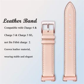 img 2 attached to OMIU Compatible Charge 3 Bands: Square Genuine Leather Classic Replacement for 🌸 Charge 4 &amp; Charge 3 - Pink Sand/Rose Gold for Men and Women