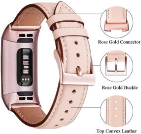 img 3 attached to OMIU Compatible Charge 3 Bands: Square Genuine Leather Classic Replacement for 🌸 Charge 4 &amp; Charge 3 - Pink Sand/Rose Gold for Men and Women