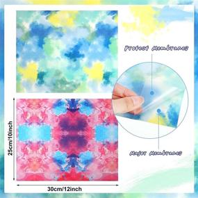 img 3 attached to 🌈 12 Sheets Tie Dye Heat Transfer Vinyl 12x10 Inch Watercolor Vinyl Bundle - Rainbow Color Clouds Patterned Vinyl Bundle - HTV Transfer Iron-on Vinyl with Heat Press Sheet for DIY Crafts - Bright Colors