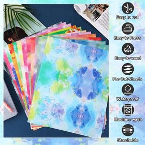 img 1 attached to 🌈 12 Sheets Tie Dye Heat Transfer Vinyl 12x10 Inch Watercolor Vinyl Bundle - Rainbow Color Clouds Patterned Vinyl Bundle - HTV Transfer Iron-on Vinyl with Heat Press Sheet for DIY Crafts - Bright Colors