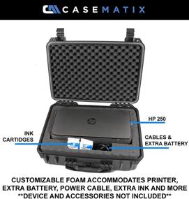 img 3 attached to CASEMATIX Waterproof Portable Printer Case: Ultimate Protection for Officejet 250, Ink, and Cables - Customizable Crushproof Travel Case
