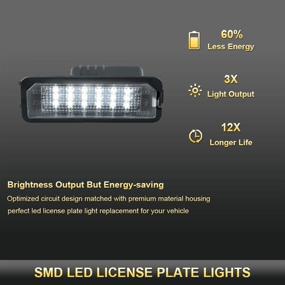 img 3 attached to 🚗 Volkswagen VW Golf 4 5 6 GTi CC Rabbit Eos Beetle Porsche Boxster Cayman Cayenne Carrera License Plate Light - GemPro LED Lamp Assembly, Equipped with 18SMD Xenon White LED Lights for Enhanced Visibility - Pack of 2