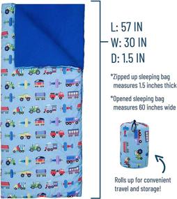 img 1 attached to 🛩 Wildkin Kids Sleeping Bags for Boys & Girls, 57x30x1.5 Inches, Cotton Blend, Ideal for Parties, Camping & Overnight Travel - BPA-Free (Trains Planes & Trucks)