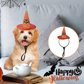 img 1 attached to 🎃 Halloween Pet Hats: 4 Adjustable Cute Witch Hats for Small Dogs and Cats with Fun Pumpkin, Bat, Owl, and Flower Ornaments - Perfect Pet Cosplay Accessories for Halloween!