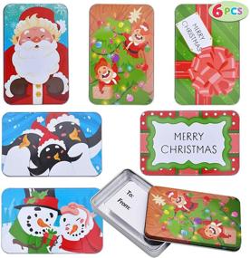 img 4 attached to 🎁 Christmas Gift Card Tin Holders: Set of 6 Boxes for Holiday Décor & Xmas Party Favor