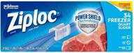 🔒 ziploc quart freezer slider bags - enhanced power shield technology, 34 count for superior durability logo