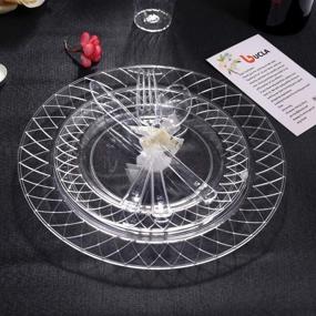 img 1 attached to 🍽️ BUCLA 20Guest Clear Plastic Party Set - Plates, Cutlery, Tableware for Weddings and Parties